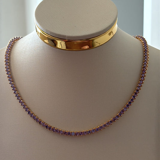 COLAR RIVIERA AMETISTA BANHO EM OURO 18K