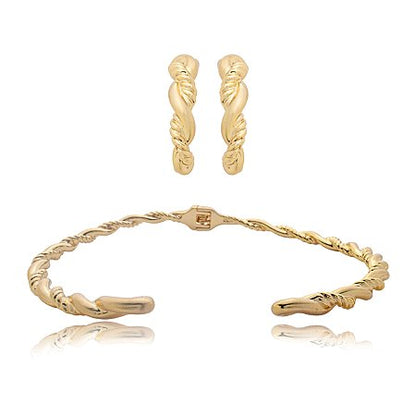 CONJUNTO BRINCO E COLAR TRANÇADO