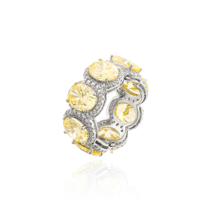 ANEL CRAVEJADO YELLOW FANCY 7MM PRATA 925 BANHO EM RÓDIO