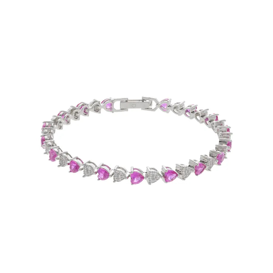 PULSEIRA RIVIERA MINI HEART BANHO EM RÓDIO