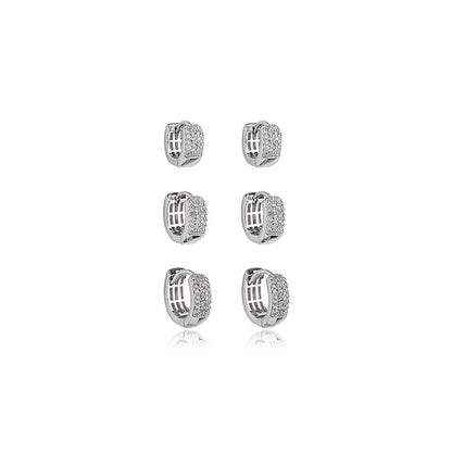 TRIO DE ARGOLAS CRAVEJADAS ZIRCÔNIA