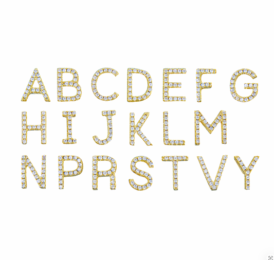 PINGENTE LETRAS CRAVEJADOS EM MICRO ZIRCÔNIA BANHO EM OURO 18K