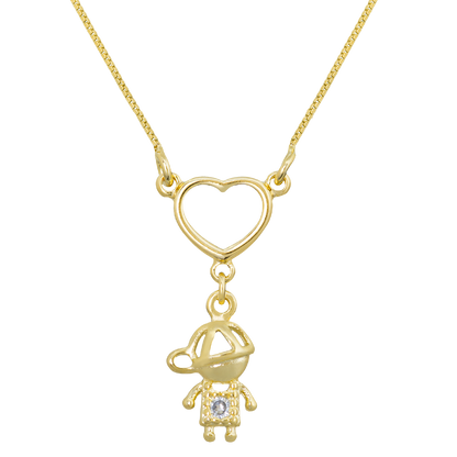 COLAR PINGENTE CORAÇÃO FILHO BANHO EM OURO 18K