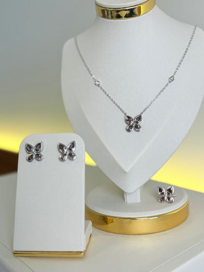 CONJUNTO BUTTERFLY  BRINCO, ANEL E COLAR