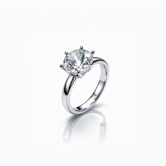 ANEL SOLITÁRIO AJUSTÁVEL MOISSANITE 2,0CT 8MM BANHO EM RÓDIO