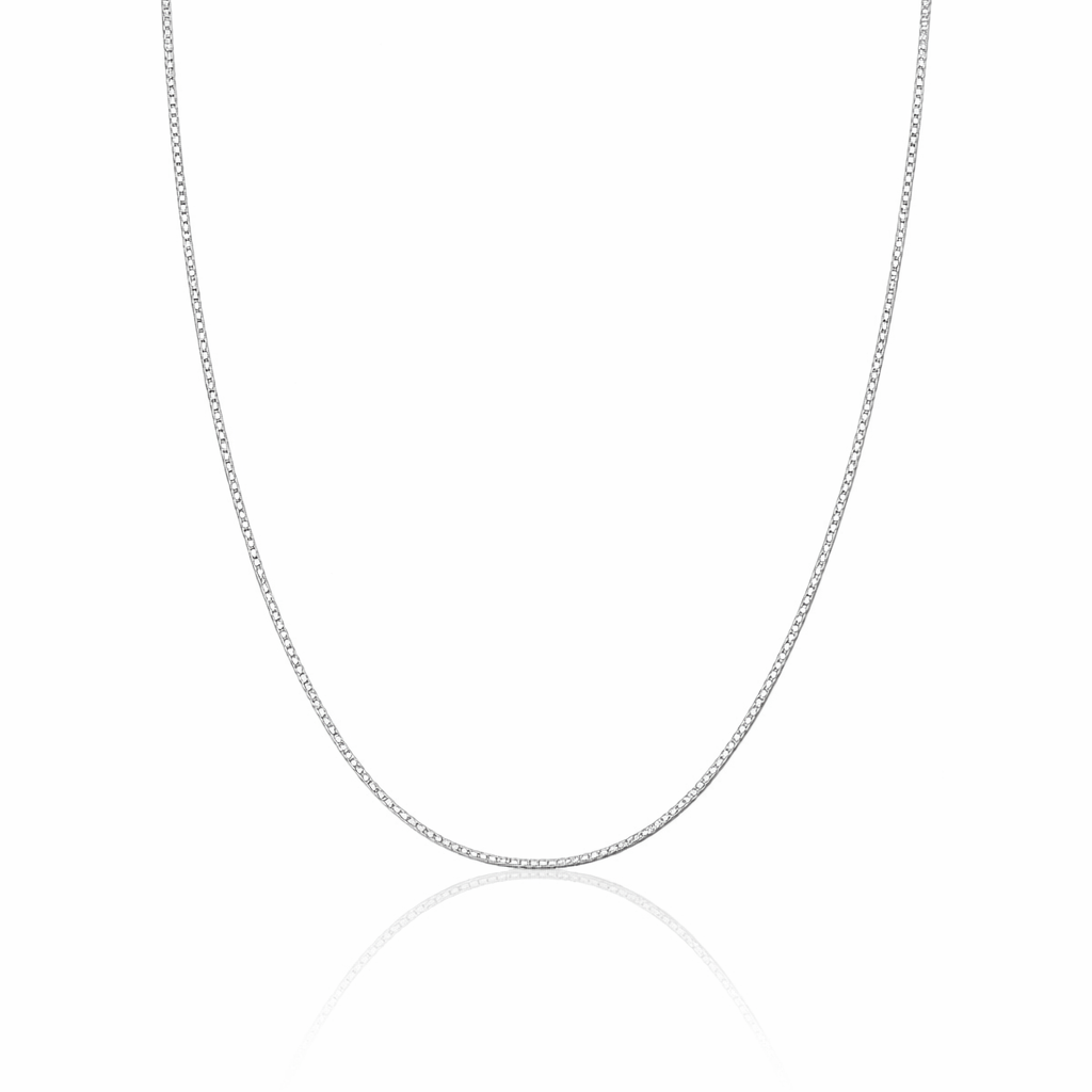 CORRENTE VENEZIANA DIAMANTADA V15 PRATA 925 BANHO EM RÓDIO 0.8MM 40CM