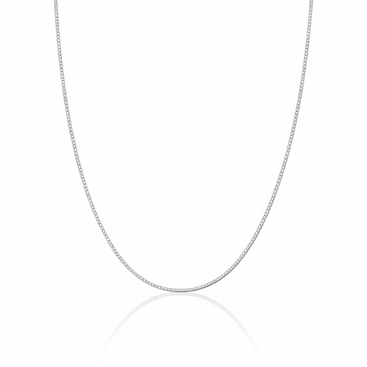 CORRENTE VENEZIANA DIAMANTADA V15 PRATA 925 BANHO EM RÓDIO 0.8MM 40CM