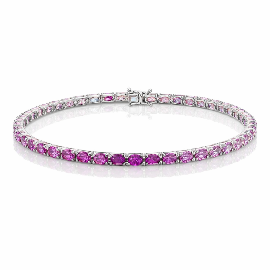 PULSEIRA RIVIERA CRAVEJADA ZIRCÔNIA EM DEGRADE PINK