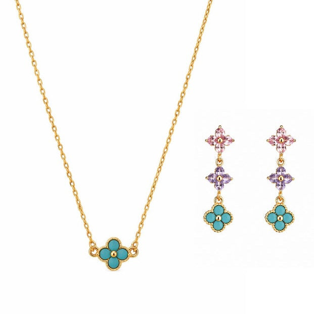 BRINCO FLOWER COLLORFUL PRATA 925 BANHO EM OURO 18K