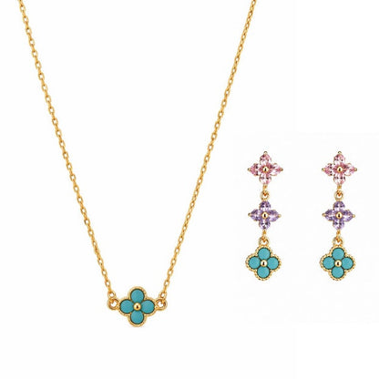 BRINCO FLOWER COLLORFUL PRATA 925 BANHO EM OURO 18K
