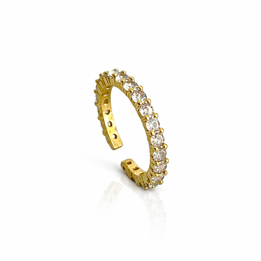 ANEL APARADOR AJUSTÁVEL ZIRCÔNIA BRANCO BANHO EM OURO 18K