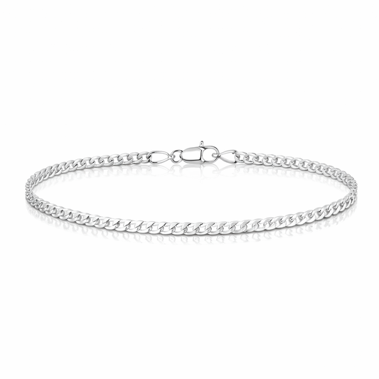 PULSEIRA EM PRATA BRANCA - 18CM