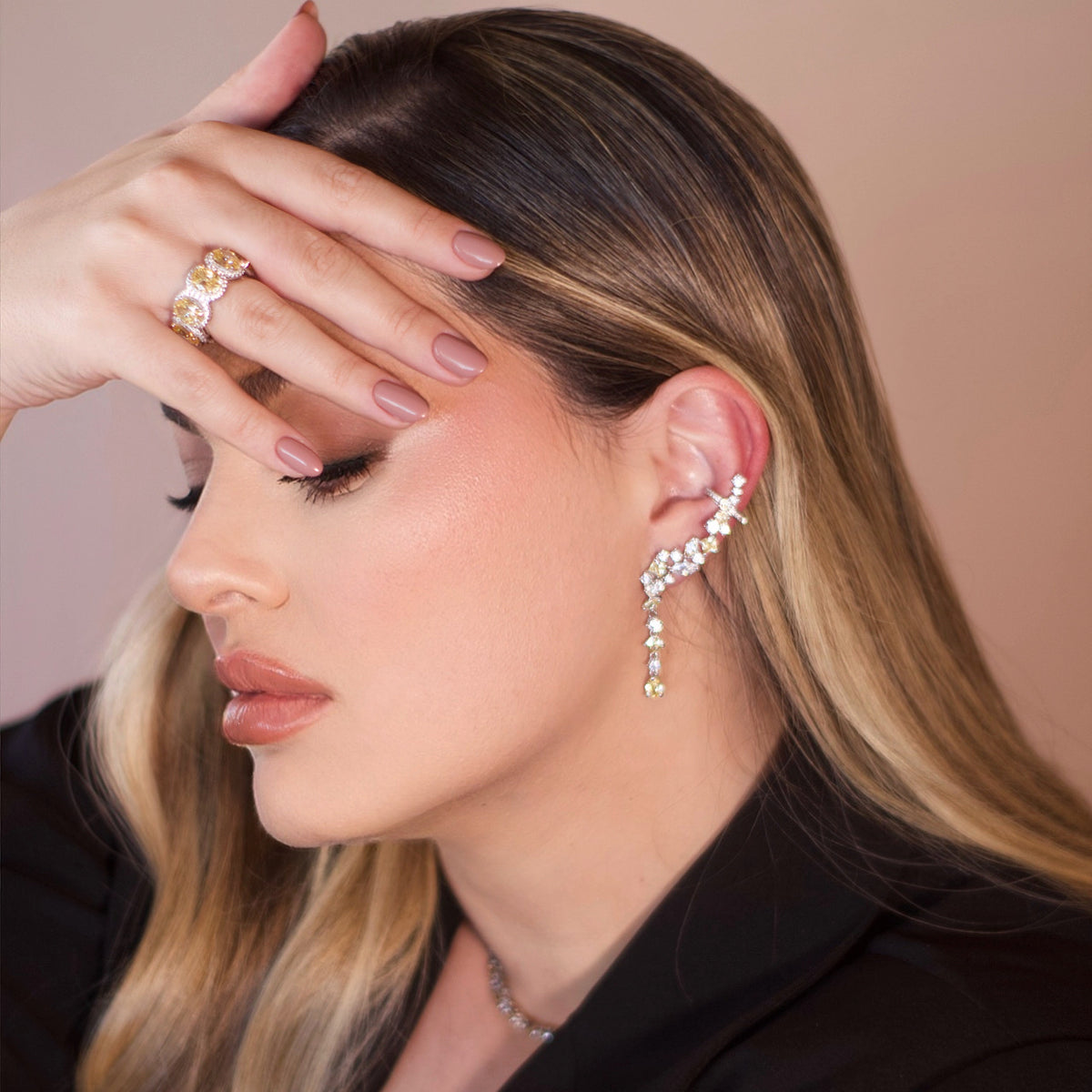 BRINCO EARCUFF YELLOW FANCY PRATA 925