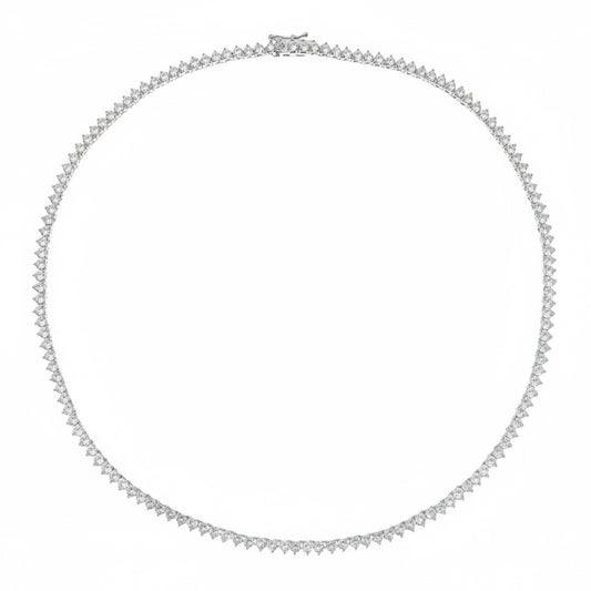 COLAR RIVIERA 3 GARRAS ZIRCÔNIA BRANCA BANHO EM RÓDIO- 60CM