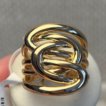 ANEL ENTRELAÇADOS ORGÂNICOS BANHO EM OURO