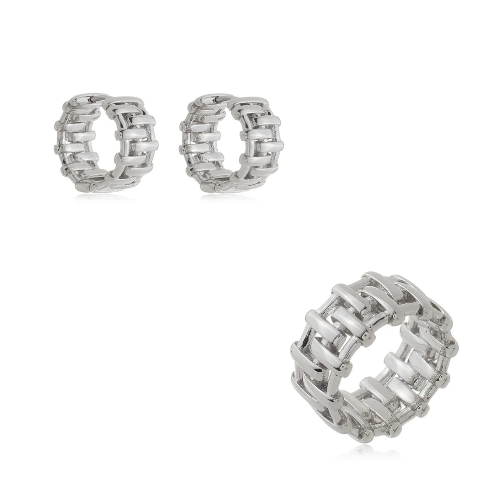 CONJUNTO BRINCO ARGOLA E ANEL