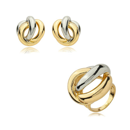 CONJUNTO ENTRELAÇADO DOIS BANHOS - BRINCO E ANEL