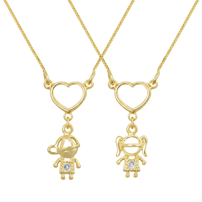 COLAR PINGENTE CORAÇÃO FILHO BANHO EM OURO 18K