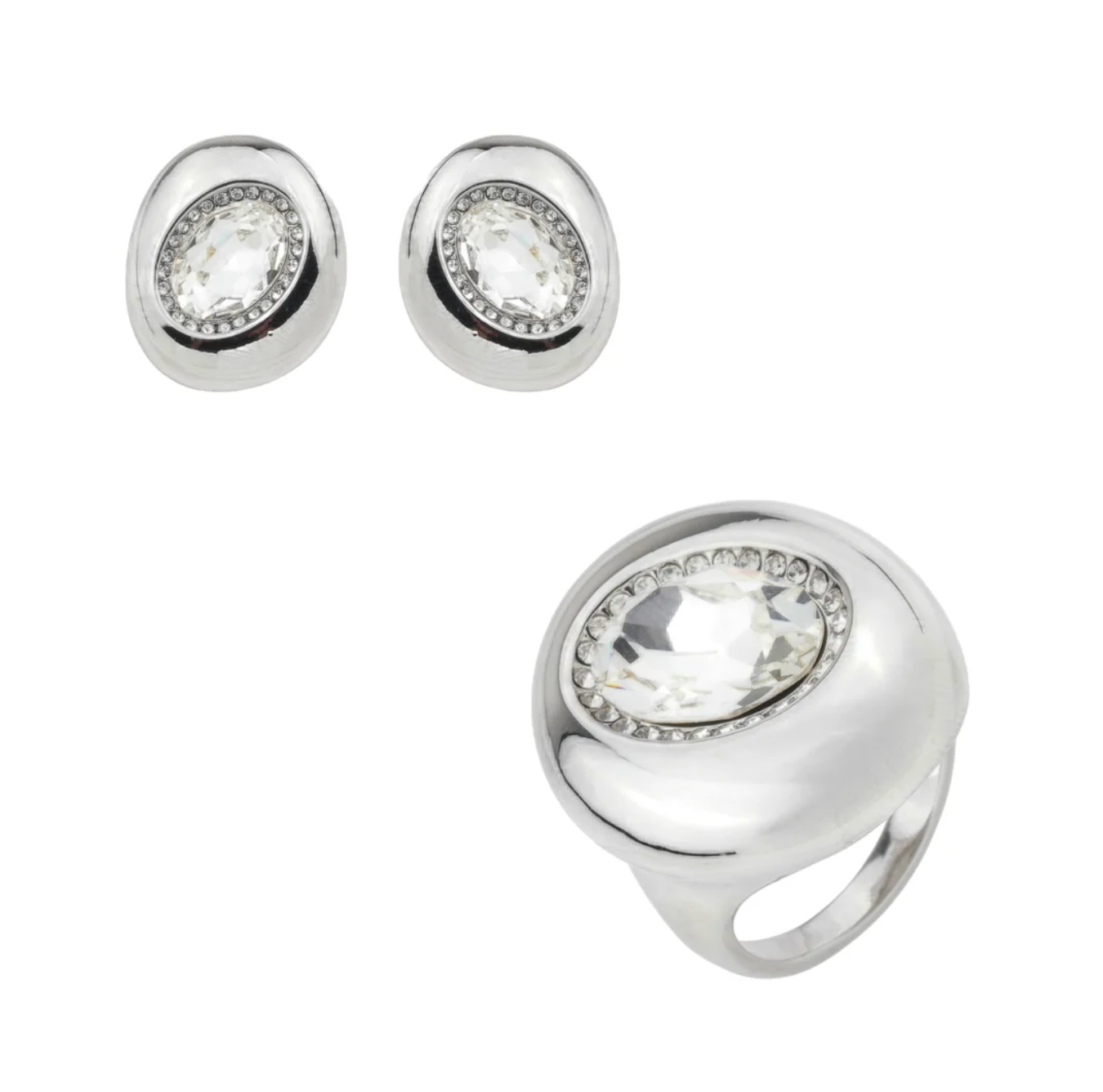CONJUNTO LISO COM ZIRCÔNIA CENTRAL BRINCO E ANEL