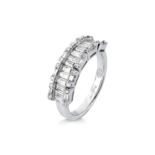 ANEL COM VARIAÇÃO DE CRAVEJADO EM MOISSANITE EM PRATA COM BANHO EM RÓDIO 2.0CT