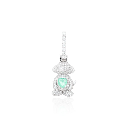 PINGENTE DOG LOVERS CRAVEJADO PRATA 925 BANHO RÓDIO