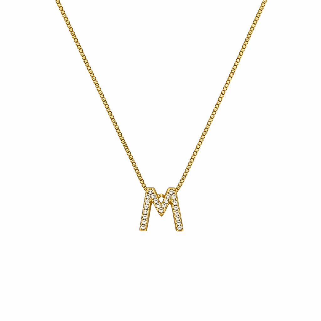 PINGENTE LETRAS CRAVEJADOS EM MICRO ZIRCÔNIA BANHO EM OURO 18K