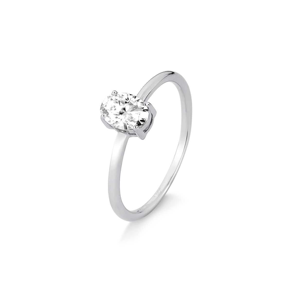 ANEL SOLITÁRIO MOISSANITE 1.0CT 5X7MM EM PRATA BANHO EM RÓDIO