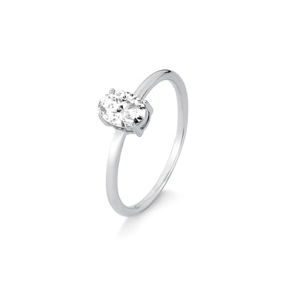 ANEL SOLITÁRIO MOISSANITE 1.0CT 5X7MM EM PRATA BANHO EM RÓDIO