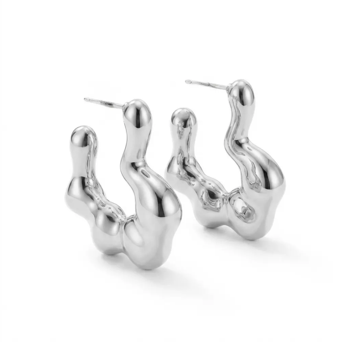 BRINCO ARGOLA ORGÂNICA EM INOX LISA