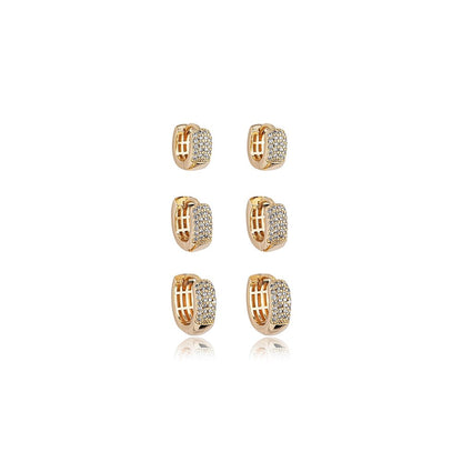 TRIO DE ARGOLAS CRAVEJADAS ZIRCÔNIA