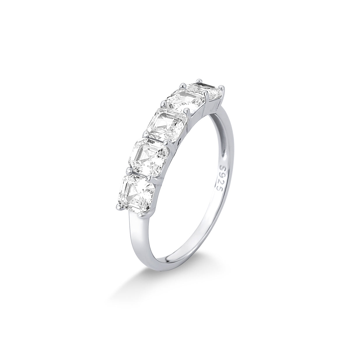 ANEL MEIA ALIANÇA CRAVEJADA PRATA 925 BANHO EM RÓDIO