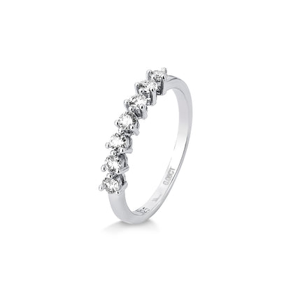 ANEL MEIA ALIANÇA EM PRATA COM BANHO EM RÓDIO CRAVEJADO DE MOISSANITE 0.42CT