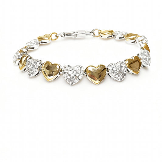 PULSEIRA CORAÇÕES LISOS E CRAVEJADOS DUPLO BANHO