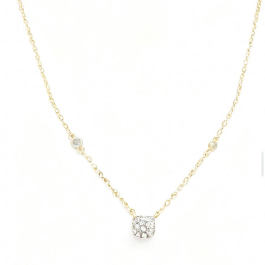 COLAR QUADRADO CRAVEJADO BANHO EM OURO 18K