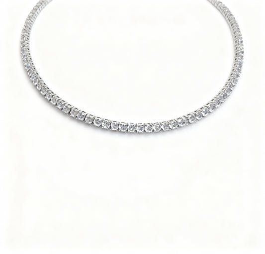 COLAR CHOCKER RIVIERA ZIRCÔNIA BRANCA BANHO EM RÓDIO