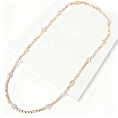 COLAR RIVIERA COROA GOTA ZIRCÔNIA BANHO OURO 18K 60CM