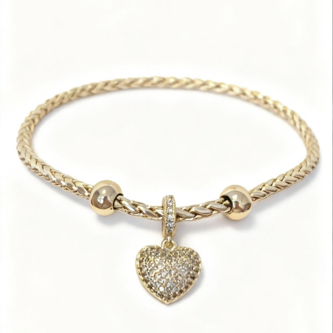 PULSEIRA DETALHADA HEART CRAVEJADA BANHO EM OURO 18K