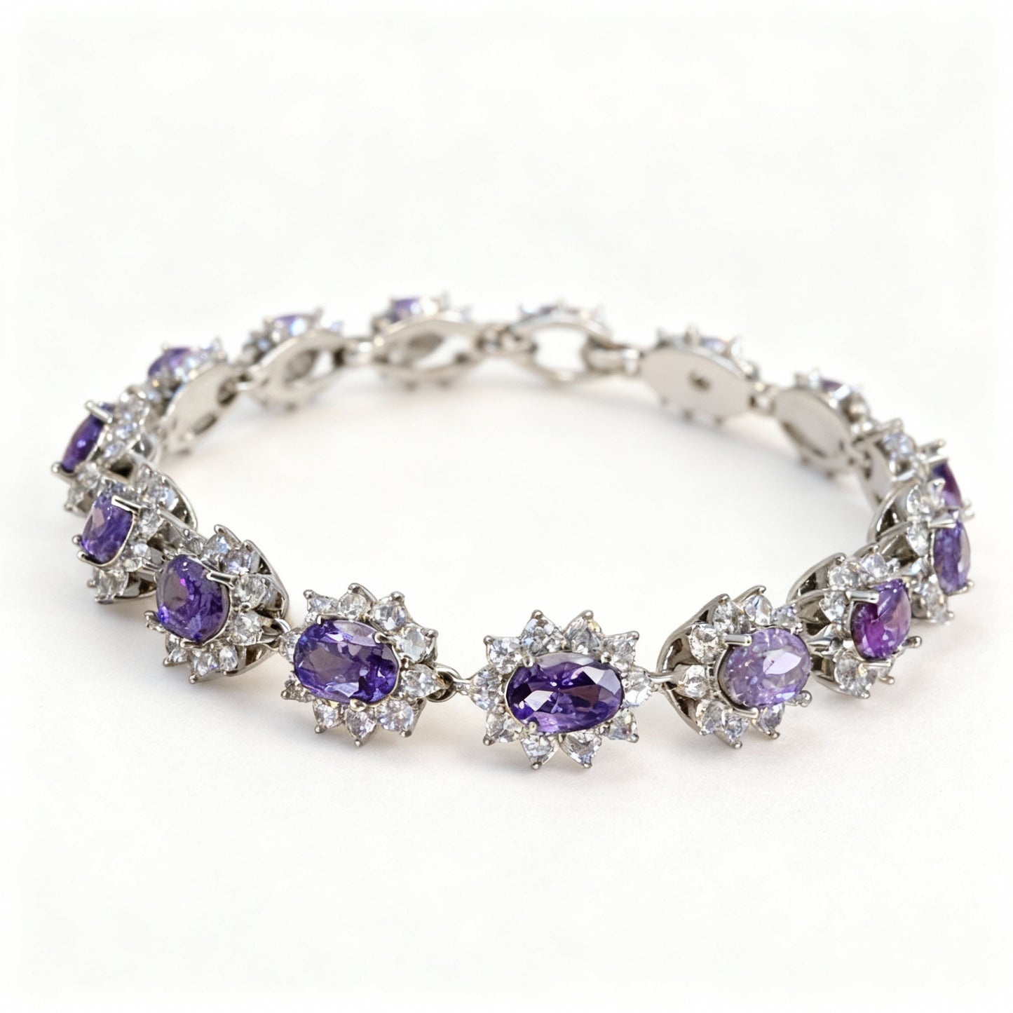 PULSEIRA RIVIERA PRINCESA OVAL AMETISTA + EXTENSOR