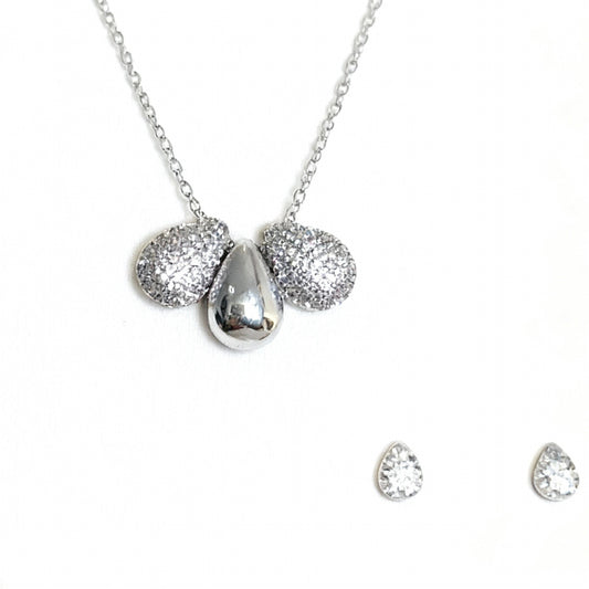 CONJUNTO GOTA CRAVEJADO - BRINCO E COLAR