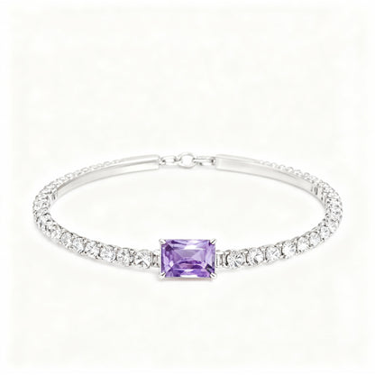 PULSEIRA RIVIERA COM PEDRA LAVANDA CENTRAL