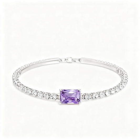 PULSEIRA RIVIERA COM PEDRA LAVANDA CENTRAL