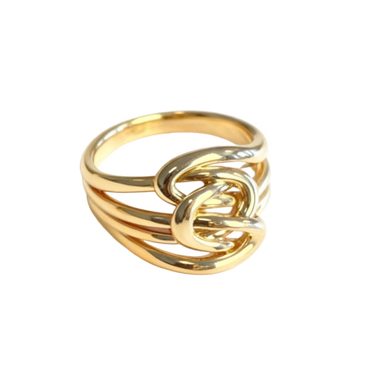 ANEL ENTRELAÇADOS ORGÂNICOS BANHO EM OURO