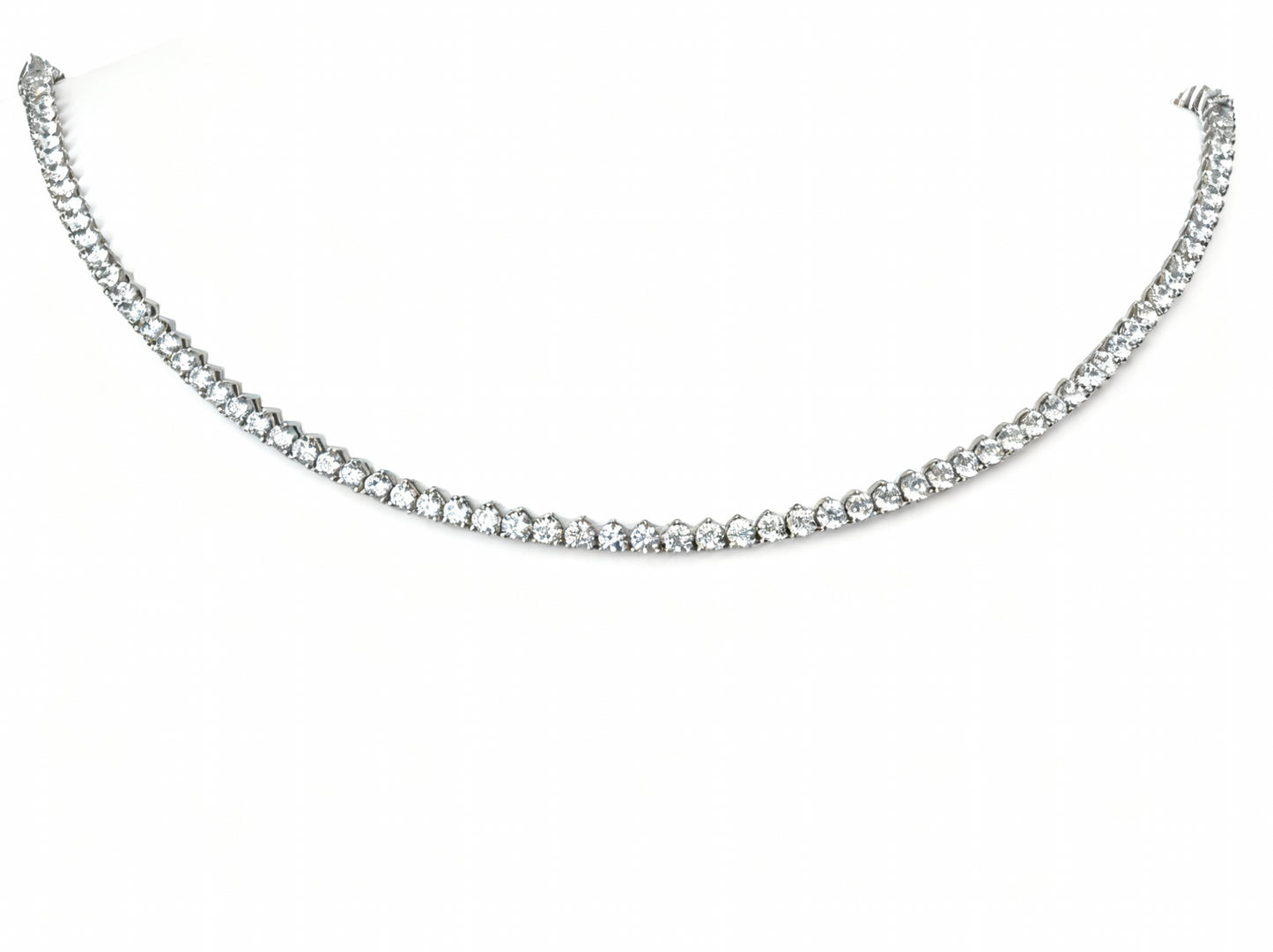 COLAR RIVIERA TRÊS GARRAS ZIRCÔNIA BRANCA BANHO EM RÓDIO - 50CM