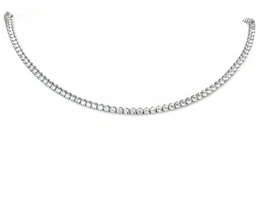 COLAR RIVIERA TRÊS GARRAS ZIRCÔNIA BRANCA BANHO EM RÓDIO - 50CM