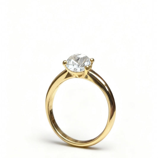 ANEL SOLITÁRIO AJUSTÁVEL MOISSANITE 0,5CT 5MM BANHO EM OURO 18K