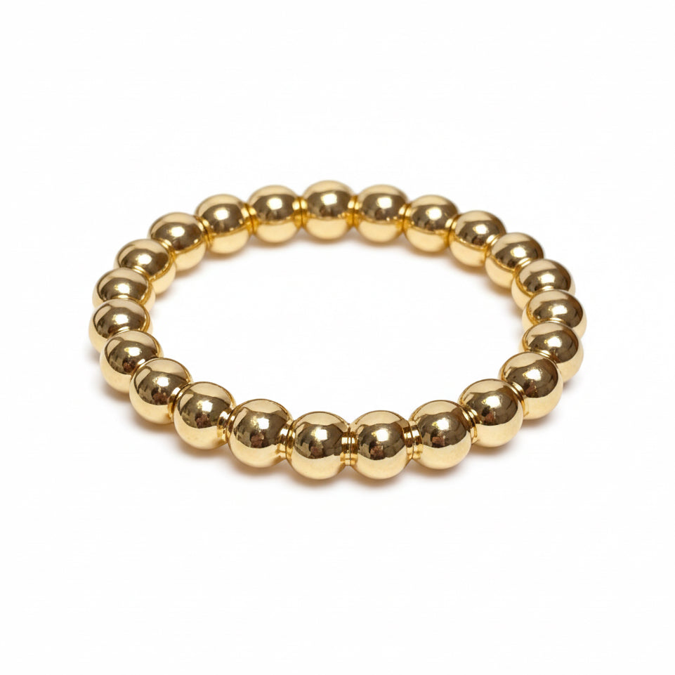 BRACELETE FORMATO DE BOLAS LISAS BANHO EM OURO 18K