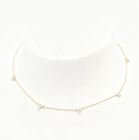COLAR CACHOS DE PONTOS DE LUZ DE 0,48CT EM MOISSANITE - PRATA 925 BANHO EM OURO 18K - 45CM