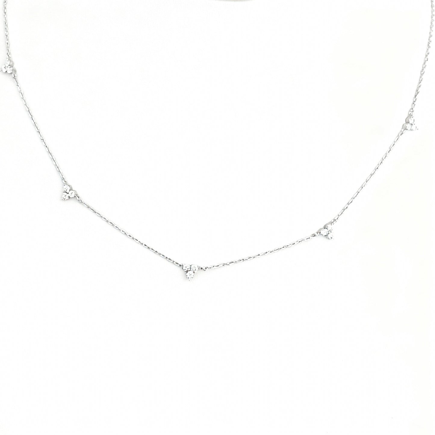 COLAR CACHOS DE PONTOS DE LUZ 0,46CT DE MOISSANITE - PRATA 925 BANHO EM RÓDIO