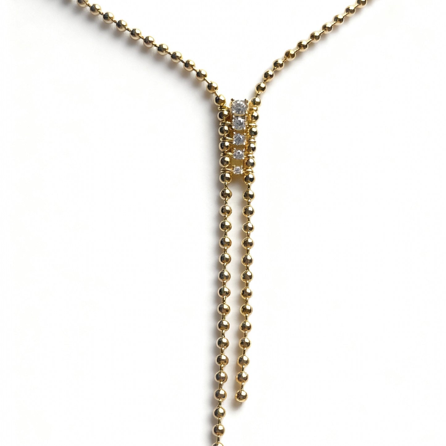 COLAR PONTO DE LUZ ENFILEIRADO PRATA 925 BANHO EM OURO 18K - 45CM