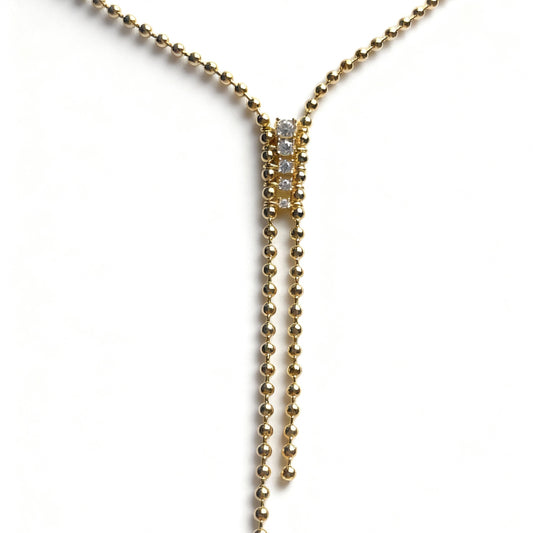 COLAR PONTO DE LUZ ENFILEIRADO PRATA 925 BANHO EM OURO 18K - 45CM